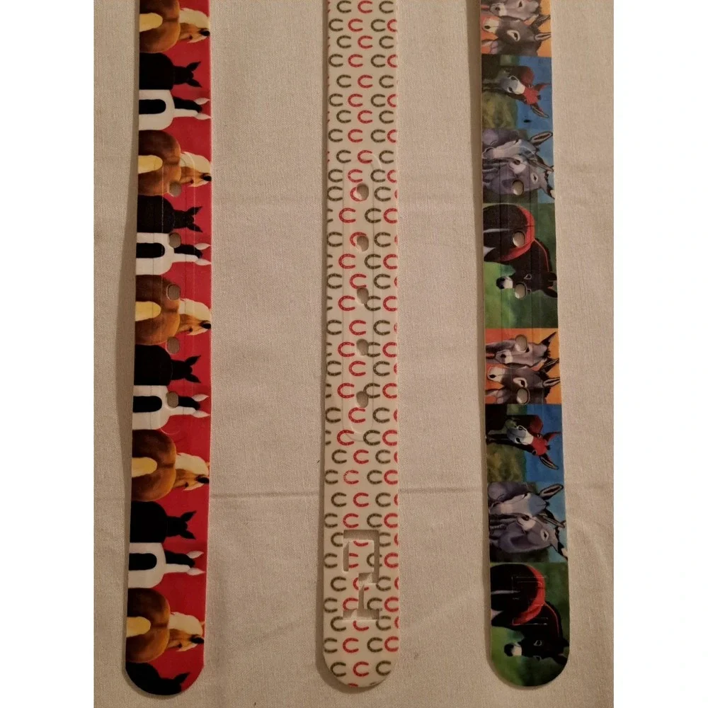 Novelty Belt Set 3 Plastic Buckle Horses and Horseshoe‎ Patterns